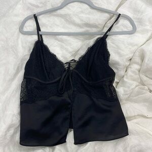 Abercrombie & Fitch Satin Black Tie Top